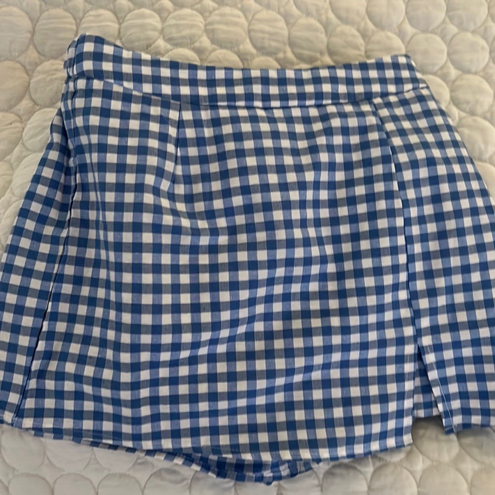 Gingham blue and white skort